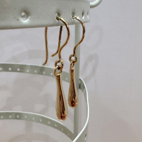 Yellow Gold tone Drop Earrings - Picture 1 of 4